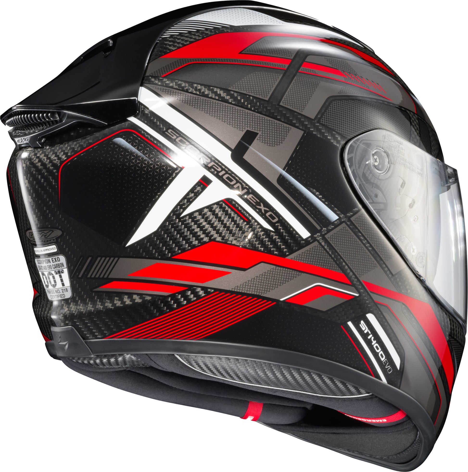 SCORPION EXO-1400 EVO Carbon Helmet Hex Gloss Red Small