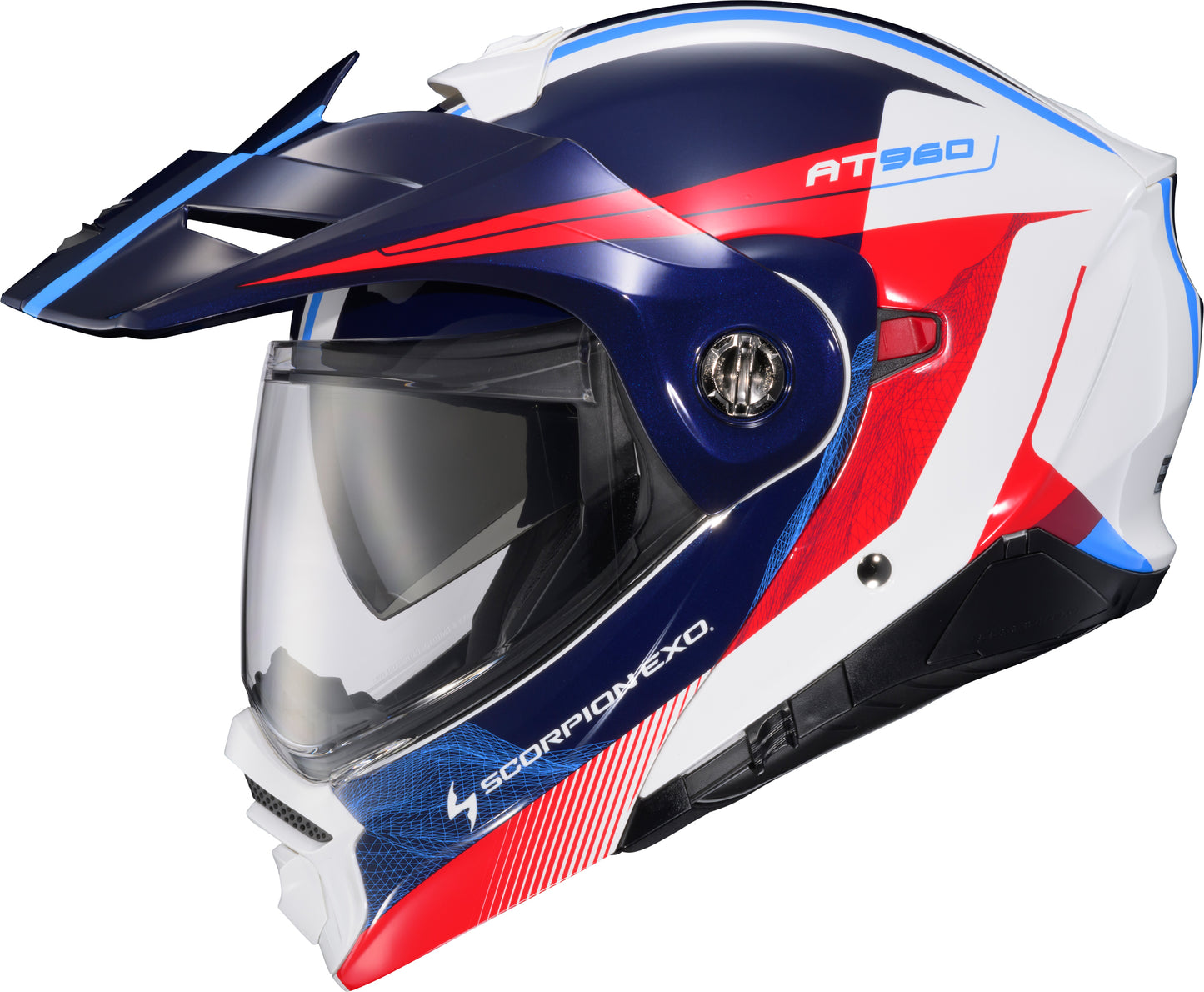 Scorpion EXO 96-2028 Exo At960 Modular Helmet with Topographic Design in Red, White, and Blue