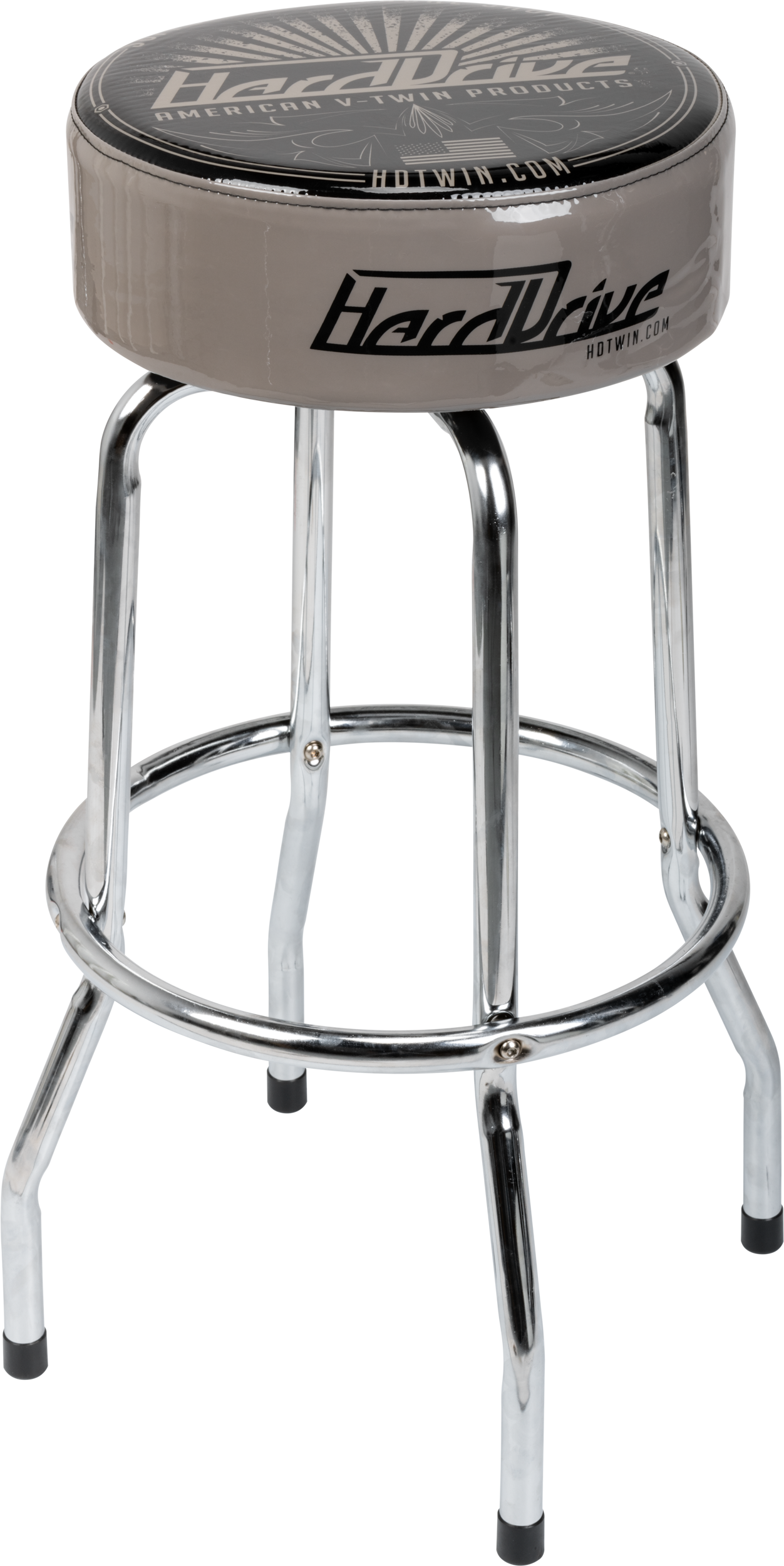 Harddrive Heavy Duty Chrome Stool with Ball Bearing Swivel and Oil-Resistant Vinyl Seat