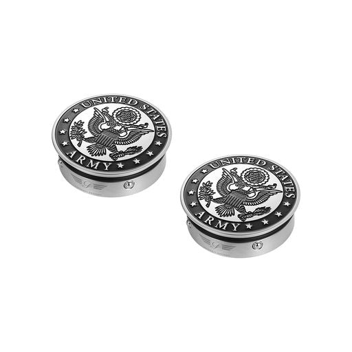 Figurati Designs *Officially Licensed* Harley-Davidson Stainless-Steel / Black Custom Swing Arm Covers Army Seal
