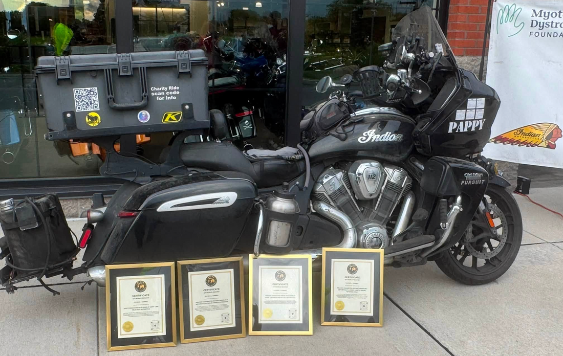 INDIAN MOTORCYCLE OWNER SETS FOUR WORLD RECORDS ABOARD 2025 INDIAN PURSUIT, RIDES 201,901 MILES TO RAISE MONEY FOR MYOTONIC DYSTROPHY FOUNDATION