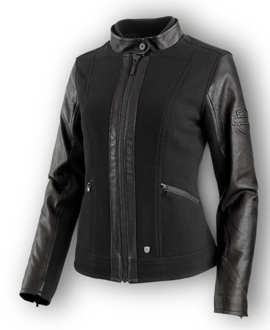 H-D Women's Wool Blend Leather Accent Jacket