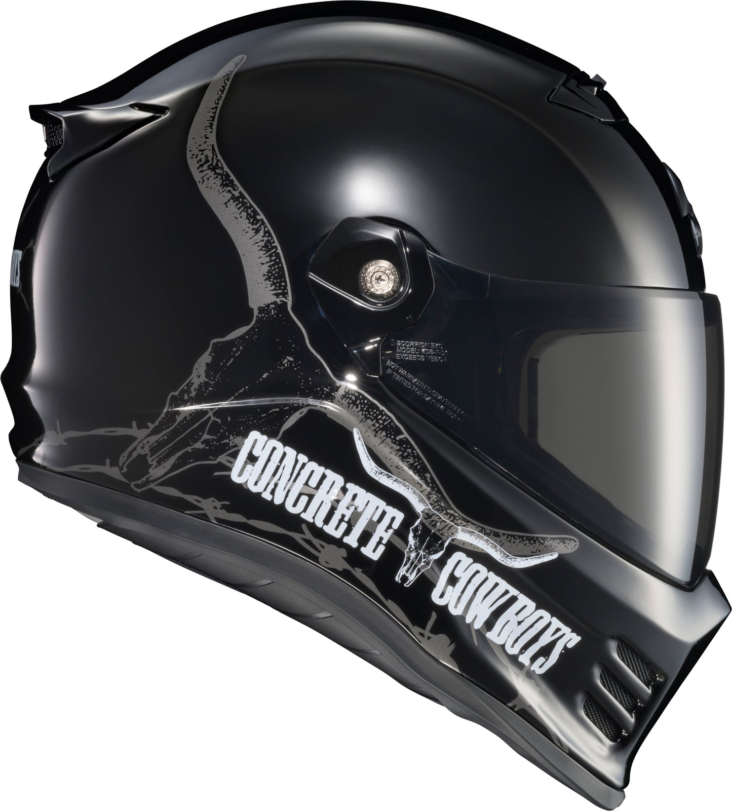 SCORPION EXO Covert FX Full Face Motorcycle Helmet Concrete Cowboys Gloss Black XL