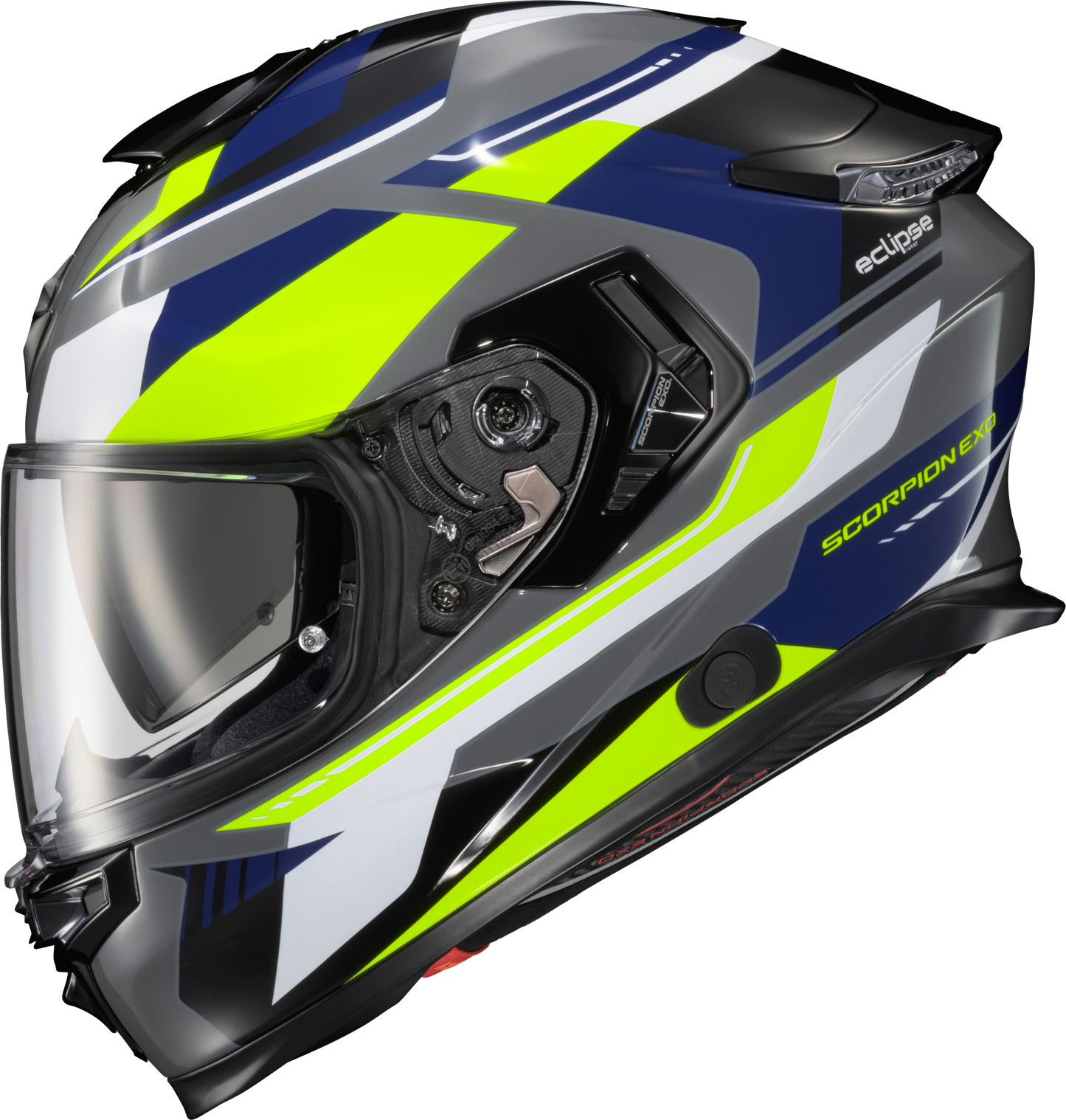 Scorpion EXO ECL-1127 Exo Eclipse Full Face Helmet in Lunar Grey, Hi Vis, and Blue