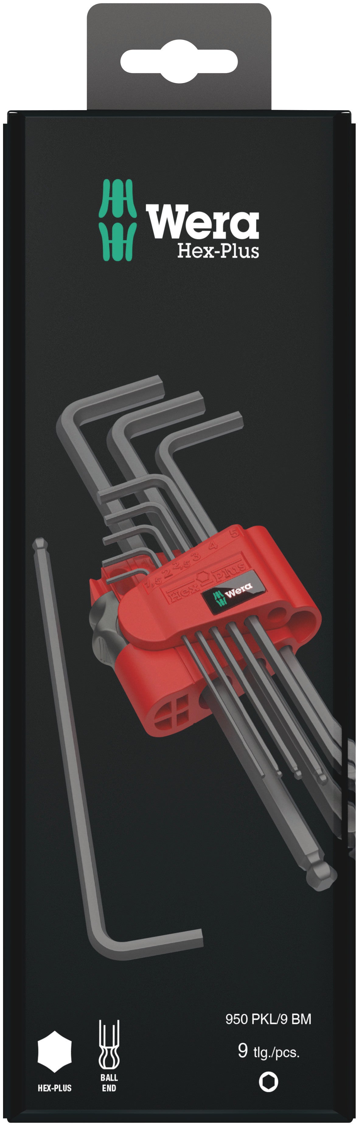 WERA 950/9 Hex-Plus 6 SB L-key set, metric, BlackLaser, 9 pieces