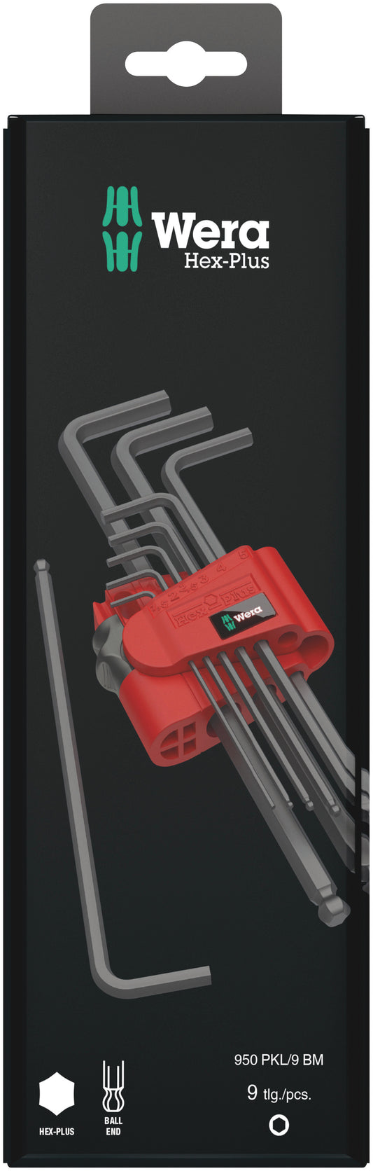WERA 950/9 Hex-Plus 6 SB L-key set, metric, BlackLaser, 9 pieces