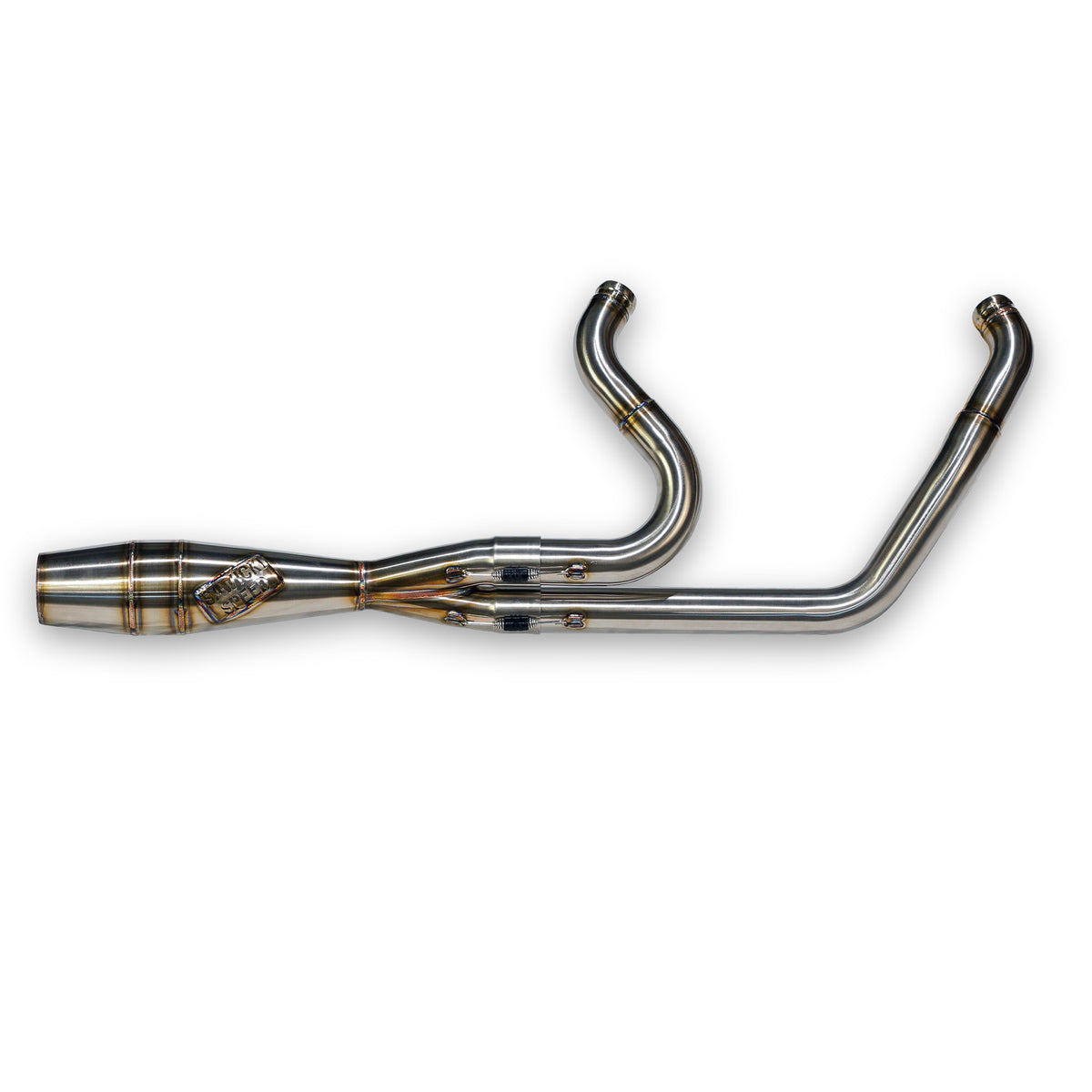 Sawicki Speed 930-02621 M8 Softail Shorty Cannon Exhaust, Brushed Stainless Steel