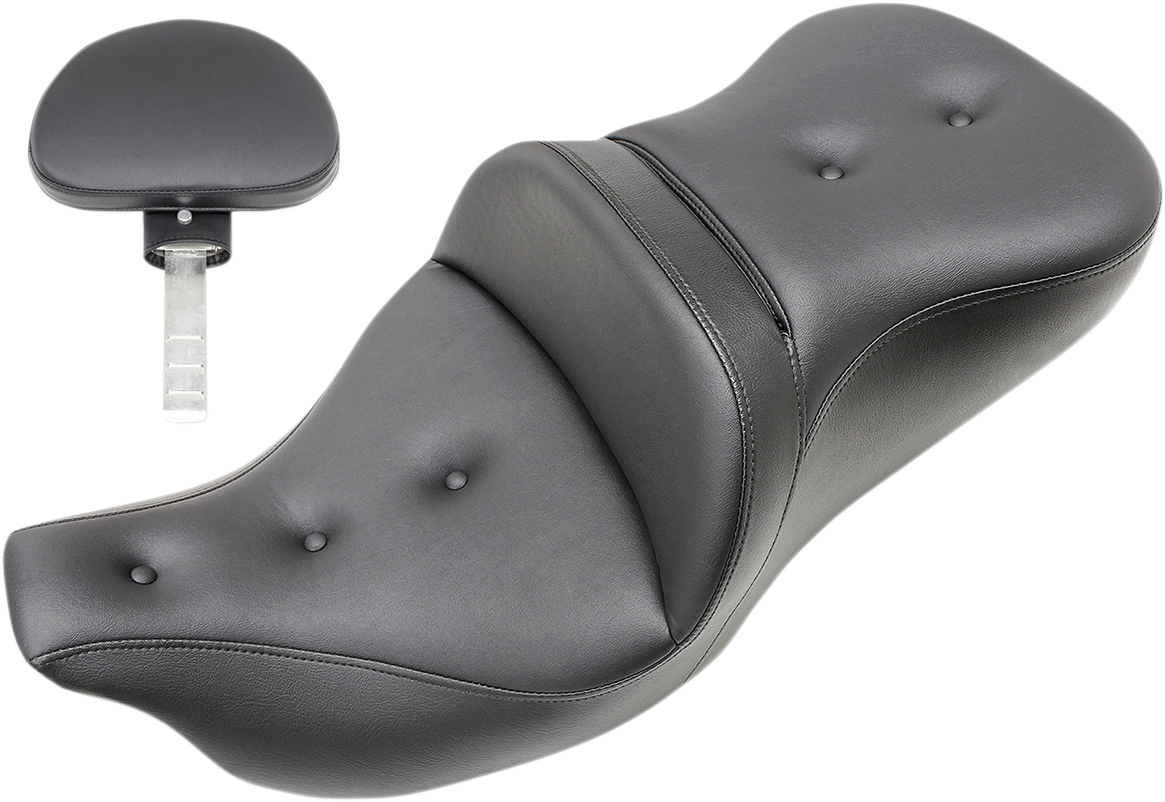 SADDLEMEN Roadsofa™ Pillow Top Seat with Backrest for Harley-Davidson Trike 2009-2024 - Black (Part #808-07B-181TBR)