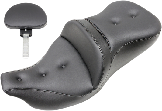 SADDLEMEN Roadsofa™ Pillow Top Seat with Backrest for Harley-Davidson Trike 2009-2024 - Black (Part #808-07B-181TBR)