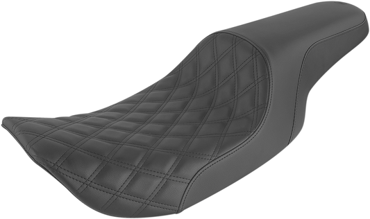SADDLEMEN Profiler Front Lattice/Rear Smooth Saddle Seat for FLHR/X '97-'07 - Black (Part 897-06-149)