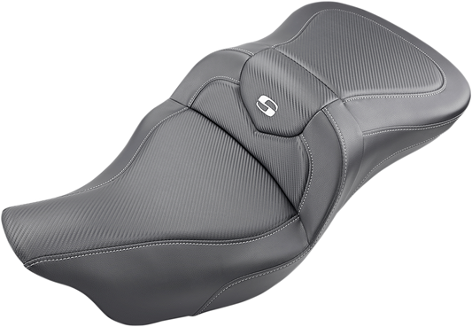 SADDLEMEN Roadsofa™ Seat for Harley-Davidson Trike - Carbon Fiber Finish, Black, Part 808-07B-185T