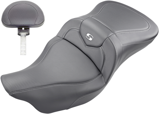 SADDLEMEN Roadsofa™ Seat with Backrest for Harley-Davidson Trike - Carbon Fiber Finish