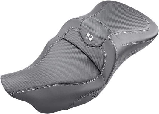 SADDLEMEN Roadsofa™ Heated Seat for Harley-Davidson Trike 2009-2024 - Carbon Fiber Finish, Part 808-07B-185THC