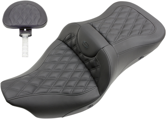 SADDLEMEN Roadsofa™ Heated Trike Seat with Backrest for Harley-Davidson FL 2009-2024 - Black