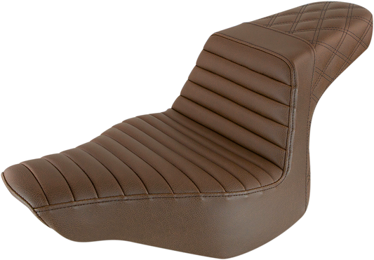 SADDLEMEN Step-Up Seat - Front Tuck-n-Roll/Rear Lattice Stitch - Brown (Part #813-27-176BR)