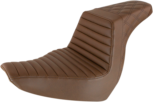SADDLEMEN Step-Up Seat Front Tuck-n-Roll and Rear Lattice Stitch Brown 818-29-176BR