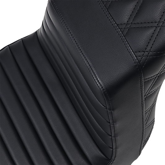 SADDLEMEN Step-Up Front Tuck-n-Roll Seat with Lattice Stitch - Black (Part #813-27-176)