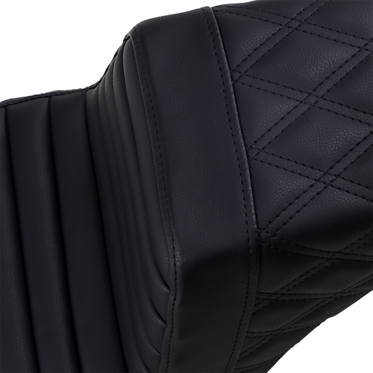 SADDLEMEN Step-Up Seat Front Tuck-n-Roll and Rear Lattice Stitch Black 818-30-176