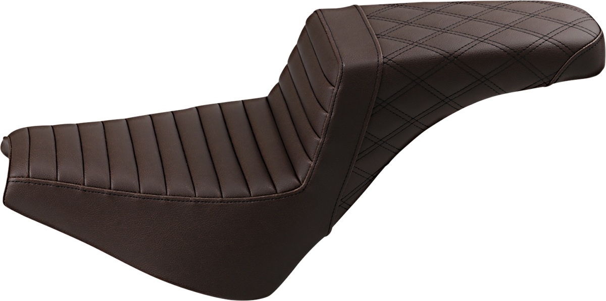 SADDLEMEN Step-Up Front Tuck-n-Roll and Rear Lattice Stitch Seat - Brown Part 818-30-176BR