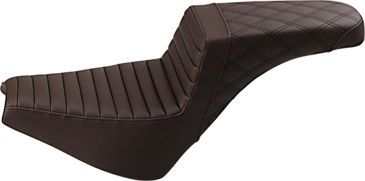 SADDLEMEN Step-Up Front Tuck-n-Roll and Rear Lattice Stitch Seat - Brown Part 818-30-176BR