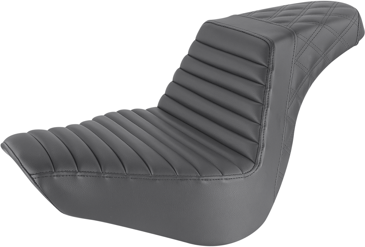 SADDLEMEN Step-Up Seat for Harley FL/FX 2018-2024 with Tuck-n-Roll and Lattice Stitch Design