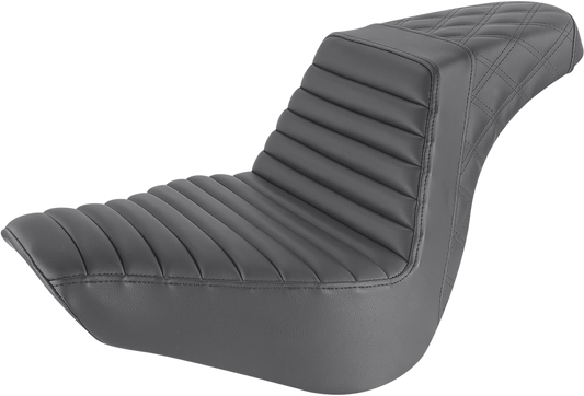 SADDLEMEN Step-Up Seat for Harley FL/FX 2018-2024 with Tuck-n-Roll and Lattice Stitch Design