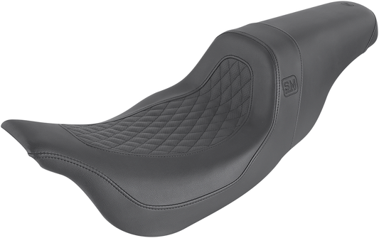 SADDLEMEN Speed Merchant Pro Series Seat - Black for Harley FL '08-'22 (Part Number: SM80807DB)