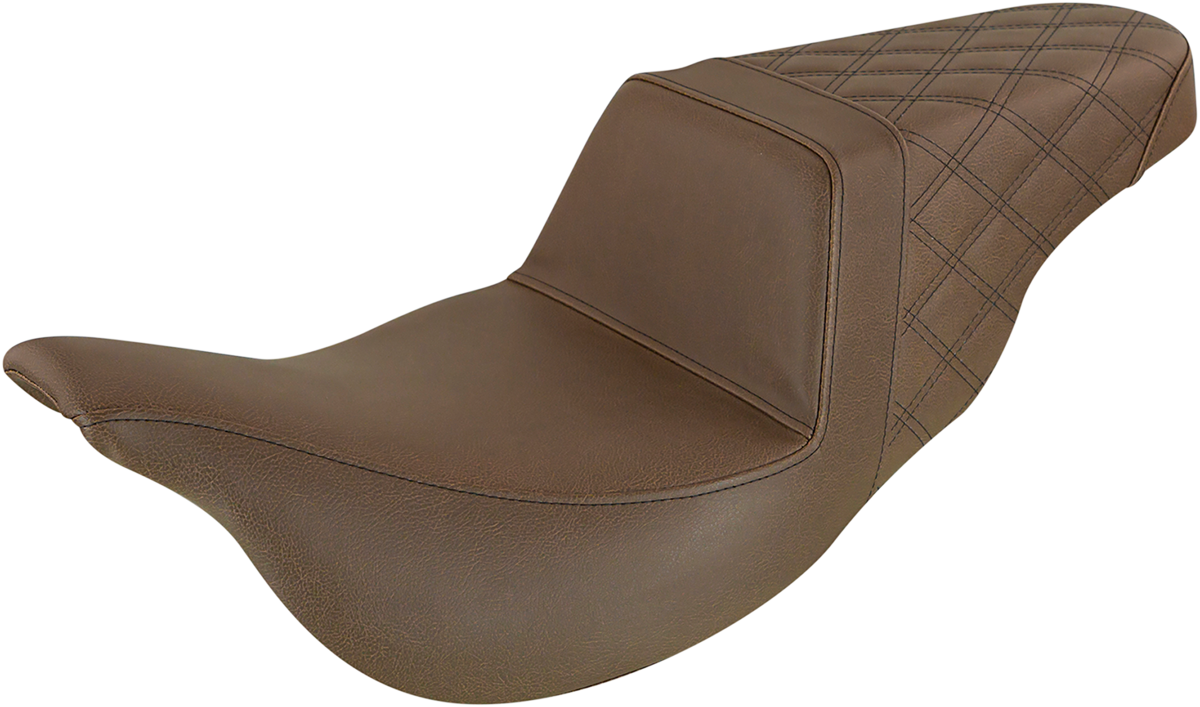 SADDLEMEN Step-Up Seat with Extended Reach for Harley FL 2008-2024 - Brown, Part 808-07B-173BREX