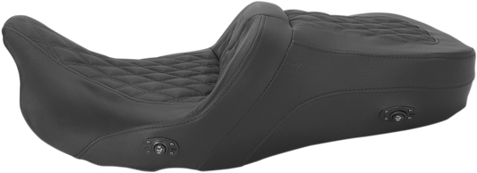SADDLEMEN Roadsofa™ Seat for FLH/FLT 2008-2024 with Heated Feature and Full Lattice Stitch - Part Number 808-07B-182HCT