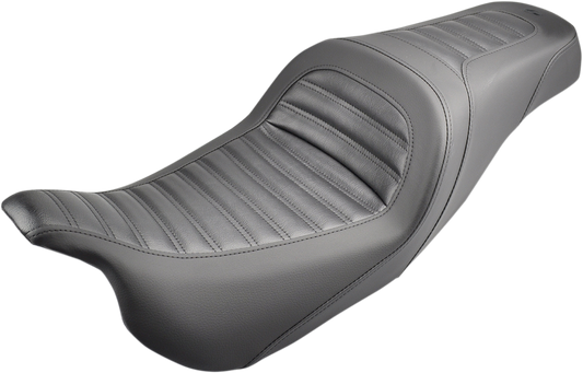 SADDLEMEN Slim Roll & Pleat Seat - Black for FL 2008-2024 | Part 808-07B-161