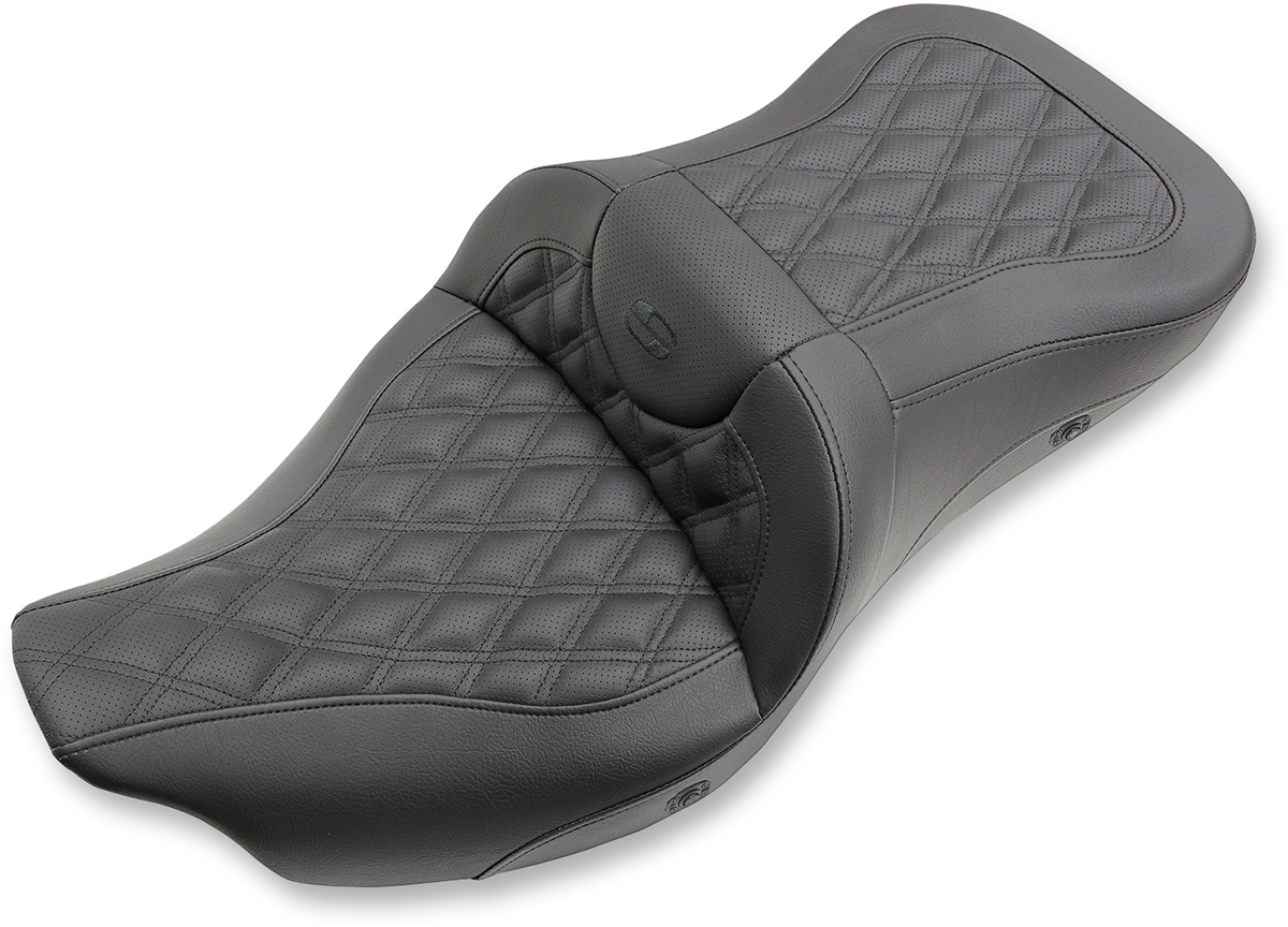 SADDLEMEN Extended Reach Roadsofa™ Seat with Lattice Stitching for FL 2008-2024 - Part 808-07B-184HCT