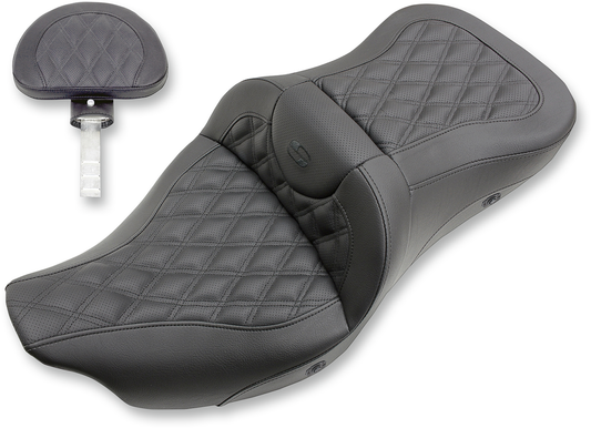 SADDLEMEN Extended Reach Roadsofa™ Seat with Lattice Stitching and Heated Feature for FL 2008-2024 – Part 808-07B-184BRHC