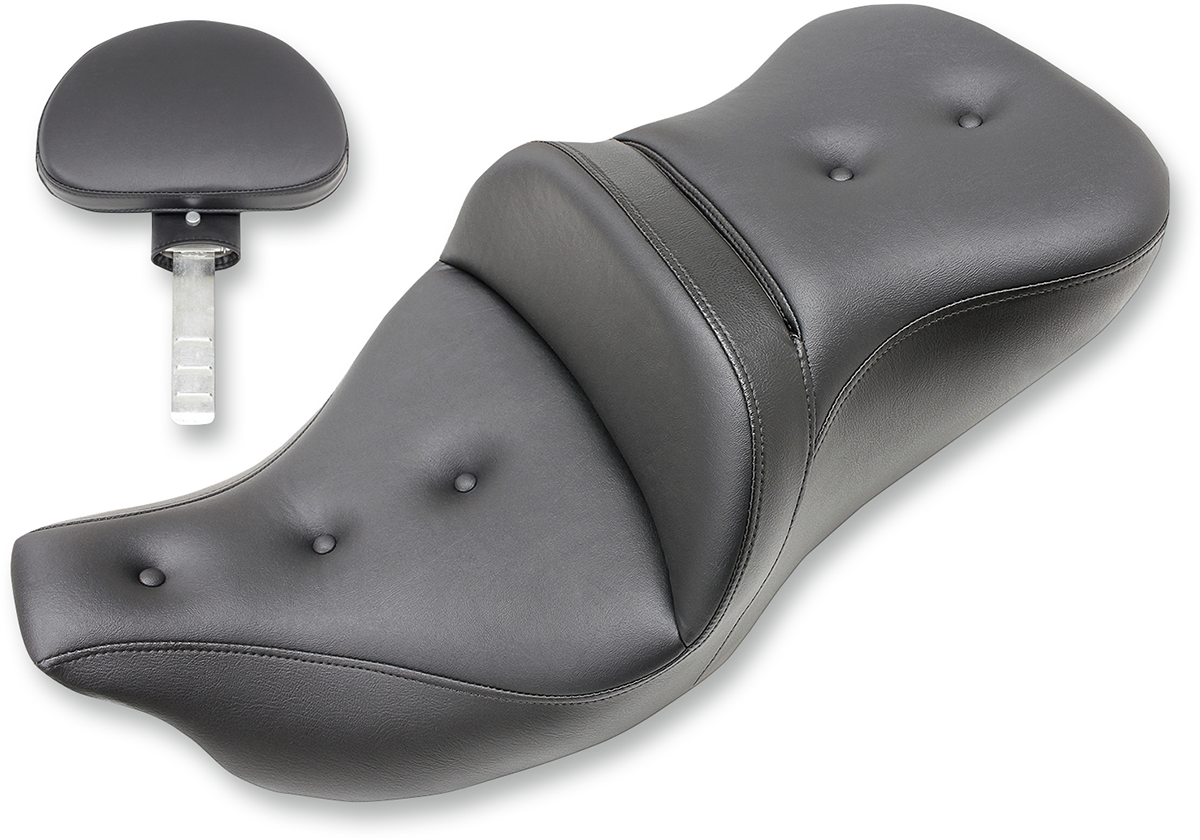 SADDLEMEN Extended Reach Roadsofa™ Seat with Pillow Top and Backrest for FL '08-'24 – Part Number 808-07B-183BR