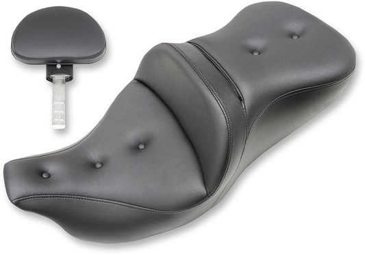 SADDLEMEN Extended Reach Roadsofa™ Seat with Pillow Top and Backrest for FL '08-'24 – Part Number 808-07B-183BR