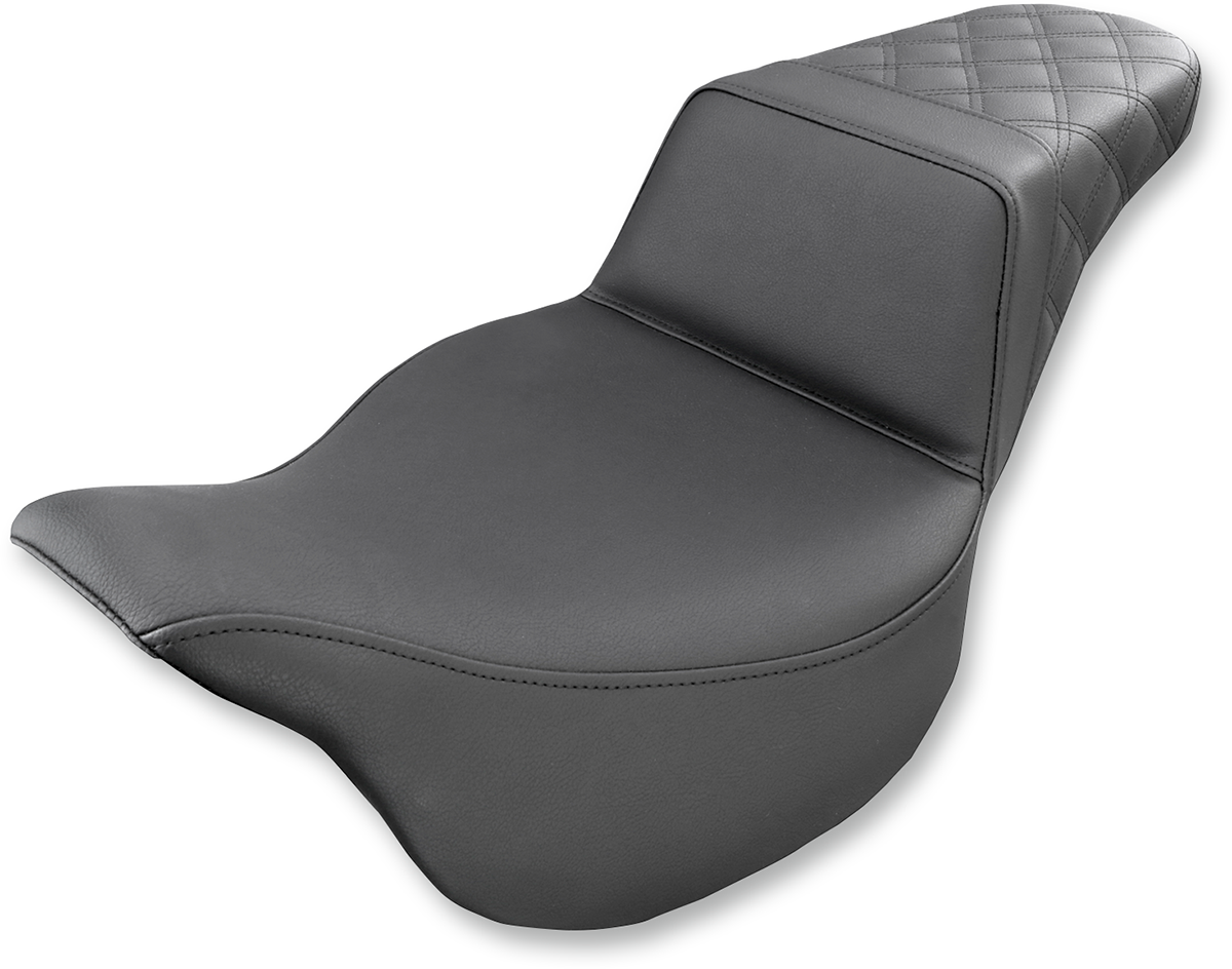 SADDLEMEN Step-Up Seat for Harley FL 2008-2024 – Rear Lattice Stitch Black Part 808-07B-173