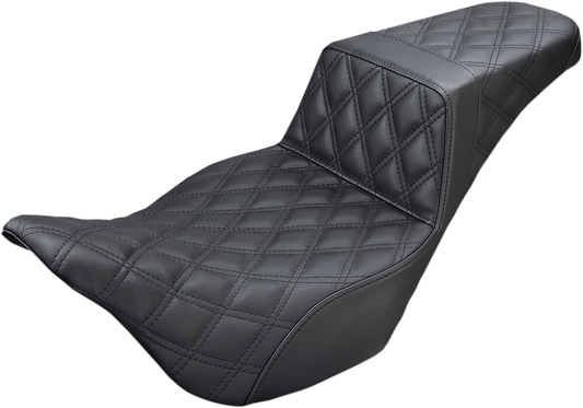 SADDLEMEN Step-Up Seat with Full Lattice Stitch for Harley FL 2008-2024, Black - Part 808-07B-175