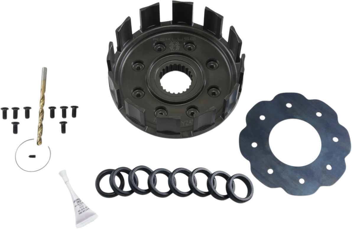 REKLUSE Clutch Basket for Gas Gas and Yamaha RMS-4172 - Precision CNC-Machined, Billet Aluminum with Replaceable Cushions