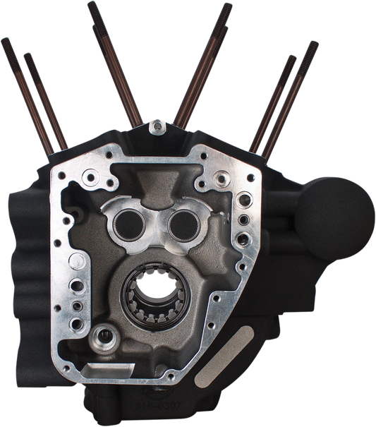 S&S CYCLE Twin Cam 310-0369 Engine Case - 4.125 Inch Bore, Wrinkle Black Finish, Compatible with Stock H-D Chassis