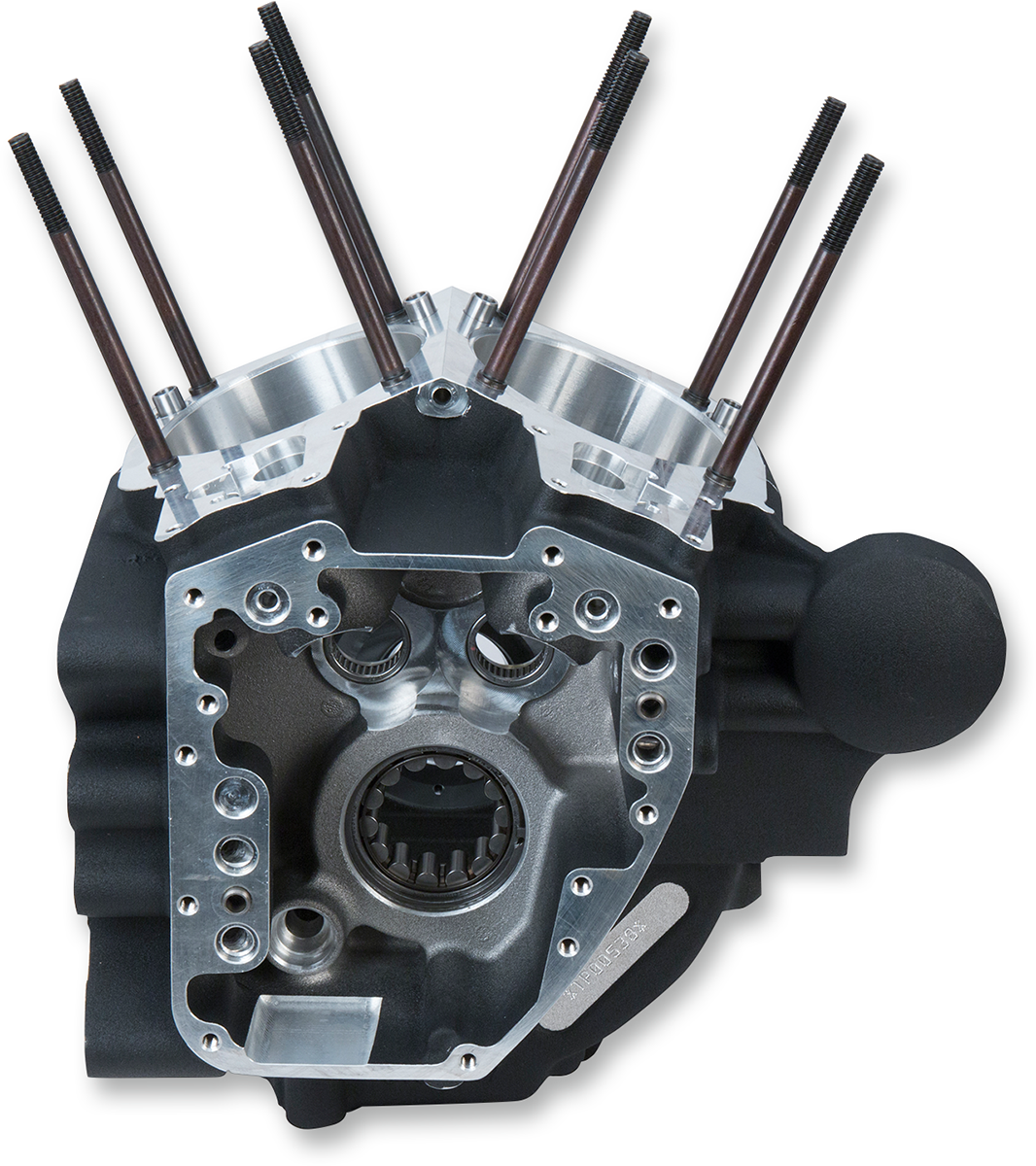 S&S Cycle 4.125 Inch Bore Crankcase for Dyna - Stock Bolt Pattern, Wrinkle Black Finish - Part 310-0856