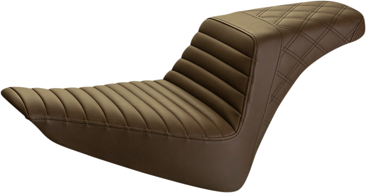 SADDLEMEN Step-Up Front Tuck-n-Roll and Rear Lattice Stitch Seat - Brown (Part Number 812-26-176BR)