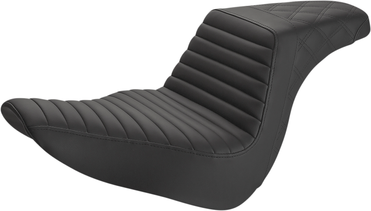 SADDLEMEN Step-Up Front Tuck-n-Roll and Rear Lattice Stitch Seat – Black, Part #818-29-176