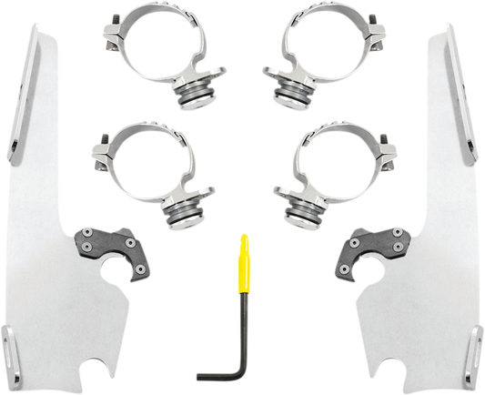 MEMPHIS SHADES Fats/Slim Windshield Trigger Lock Complete Mount Kit - Polished - XL MEK2054