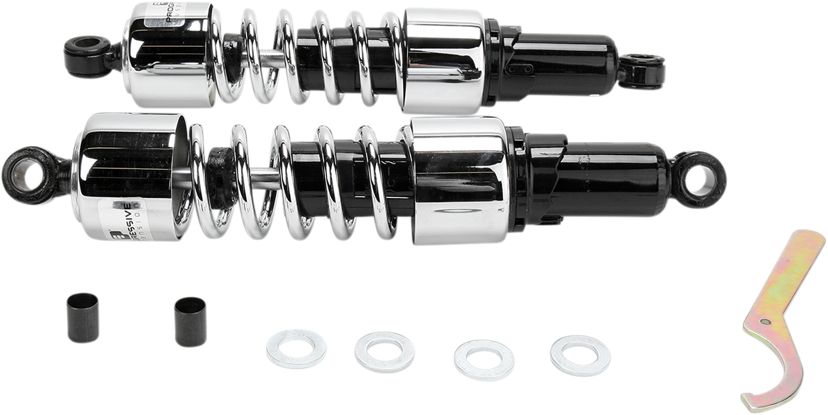 Progressive Suspension 412 Cruiser Series Shocks - 14.25 inch Chrome Heavy Duty for Cruiser and Touring Bikes