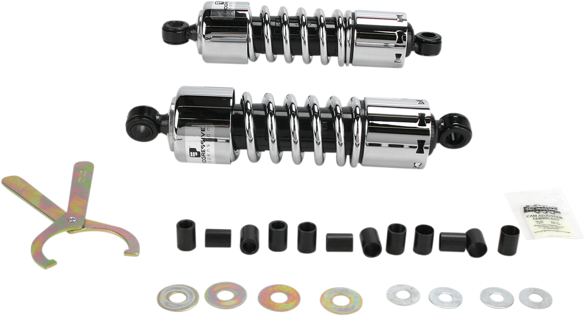 Progressive Suspension 412-4204C Cruiser Series 11-Inch Chrome Shocks for Touring and Cruiser Bikes