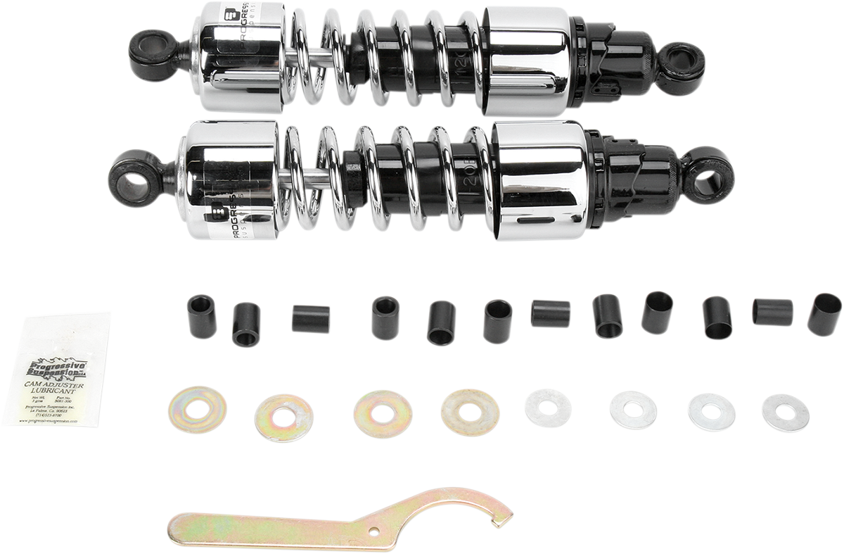 Progressive Suspension 412-4210C Cruiser Series 13-Inch Chrome Shocks for Touring and Cruiser Bikes