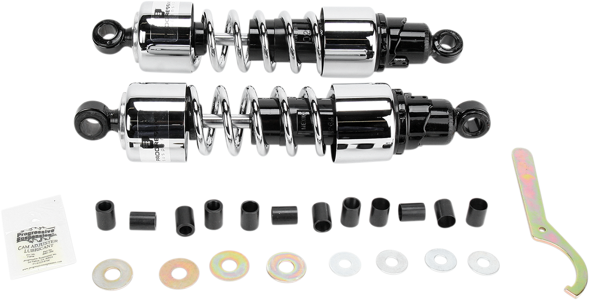 Progressive Suspension 412-4212C Cruiser Series 13-Inch Chrome Shocks for Harley Davidson