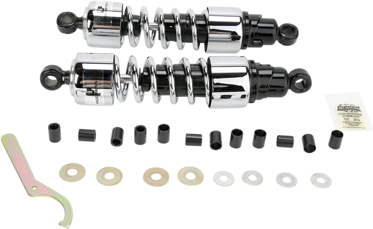 Progressive Suspension 412 Cruiser Series Shocks - 13 Inch Chrome for Cruiser and Touring Bikes