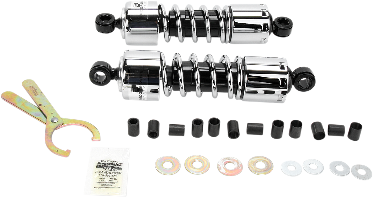 Progressive Suspension 412 Cruiser Series 11-Inch Chrome Shocks for Cruiser and Touring Bikes
