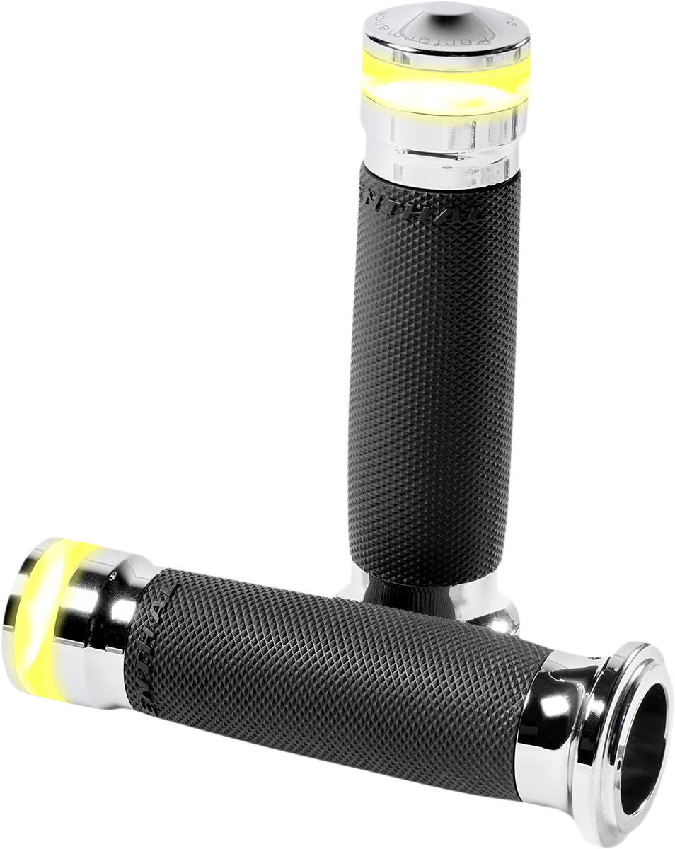 PERFORMANCE MACHINE (PM) Vision Series Contour LED Turn Signal Grips - TBW - Chrome 0063-2100M-CH