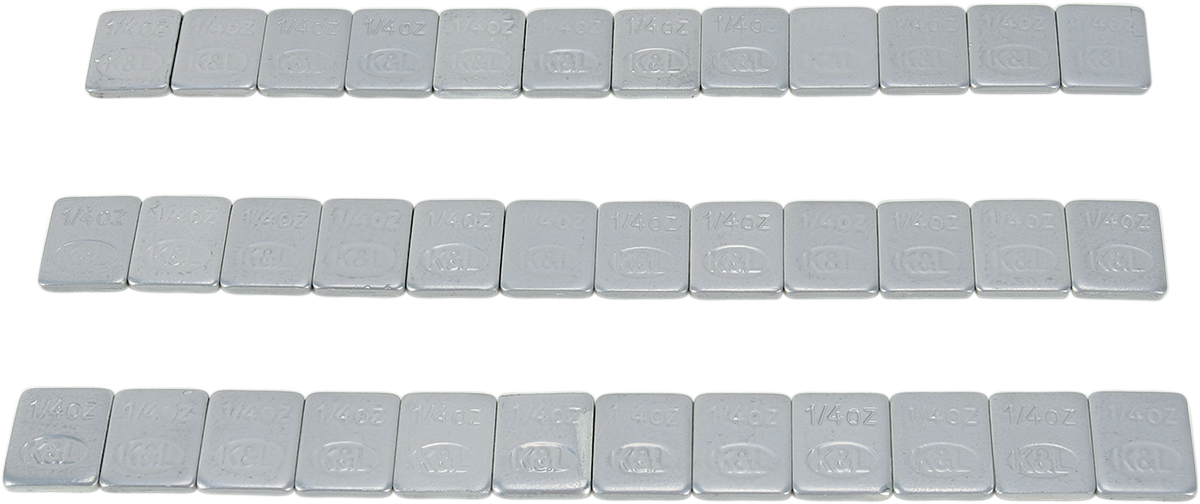 K&L Supply Wheel Weights - Rectangle Adhesive Stick-On Silver - 36 Pack (Part #32-2415)